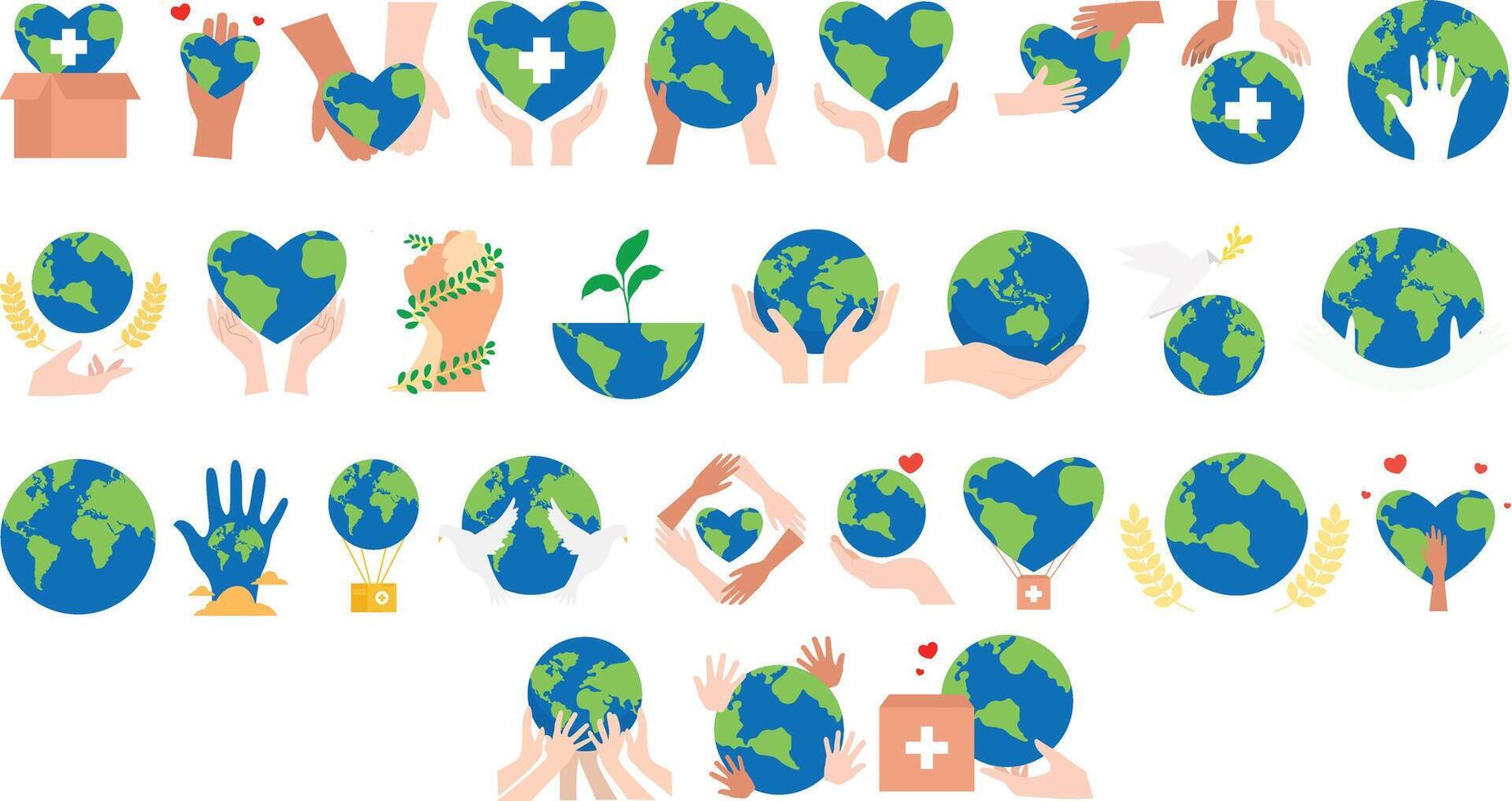 World Humanitarian Day. Hands and Hearts Protecting the Earth vector