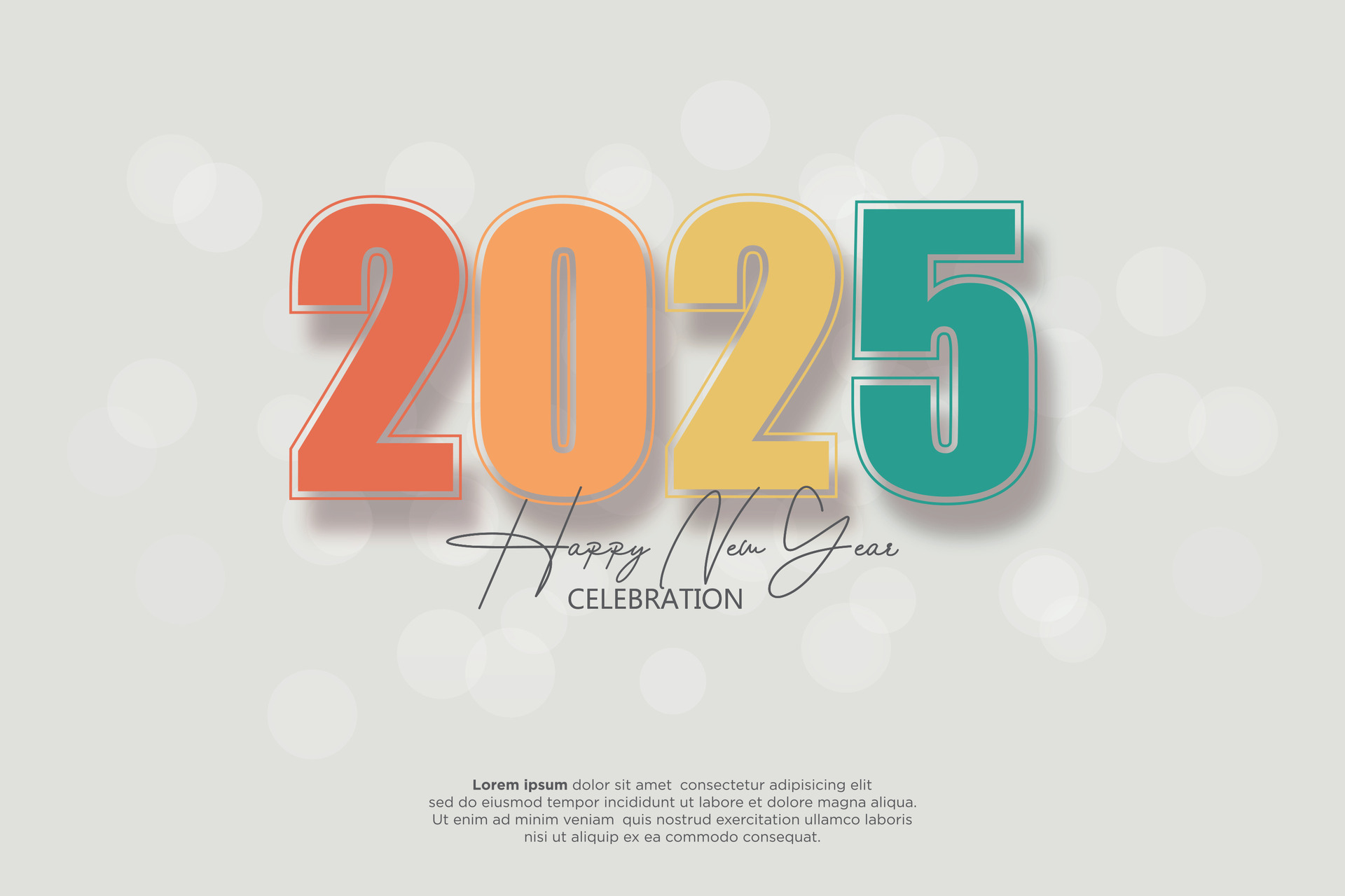 Happy New Year 2025. festive realistic decoration elegant number for