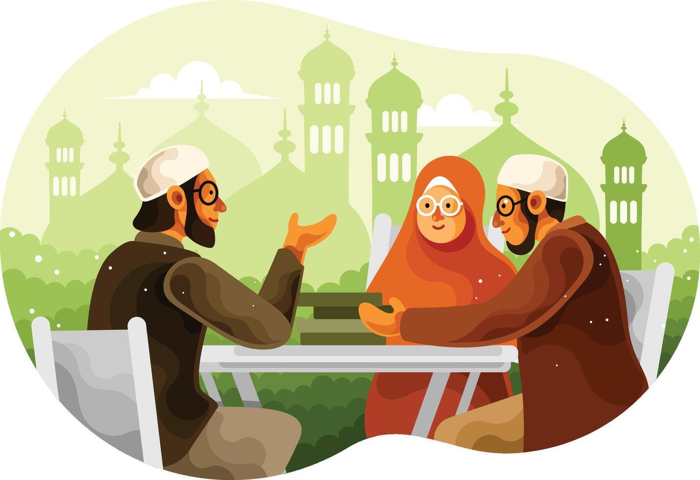 Muslims learn the religion from the scholars vector