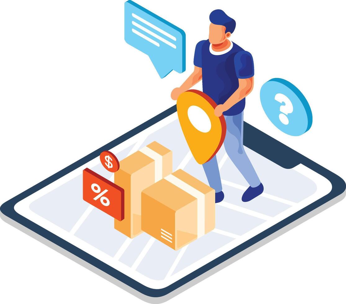 Isometric Online Delivery Tracking Application Illustration vector