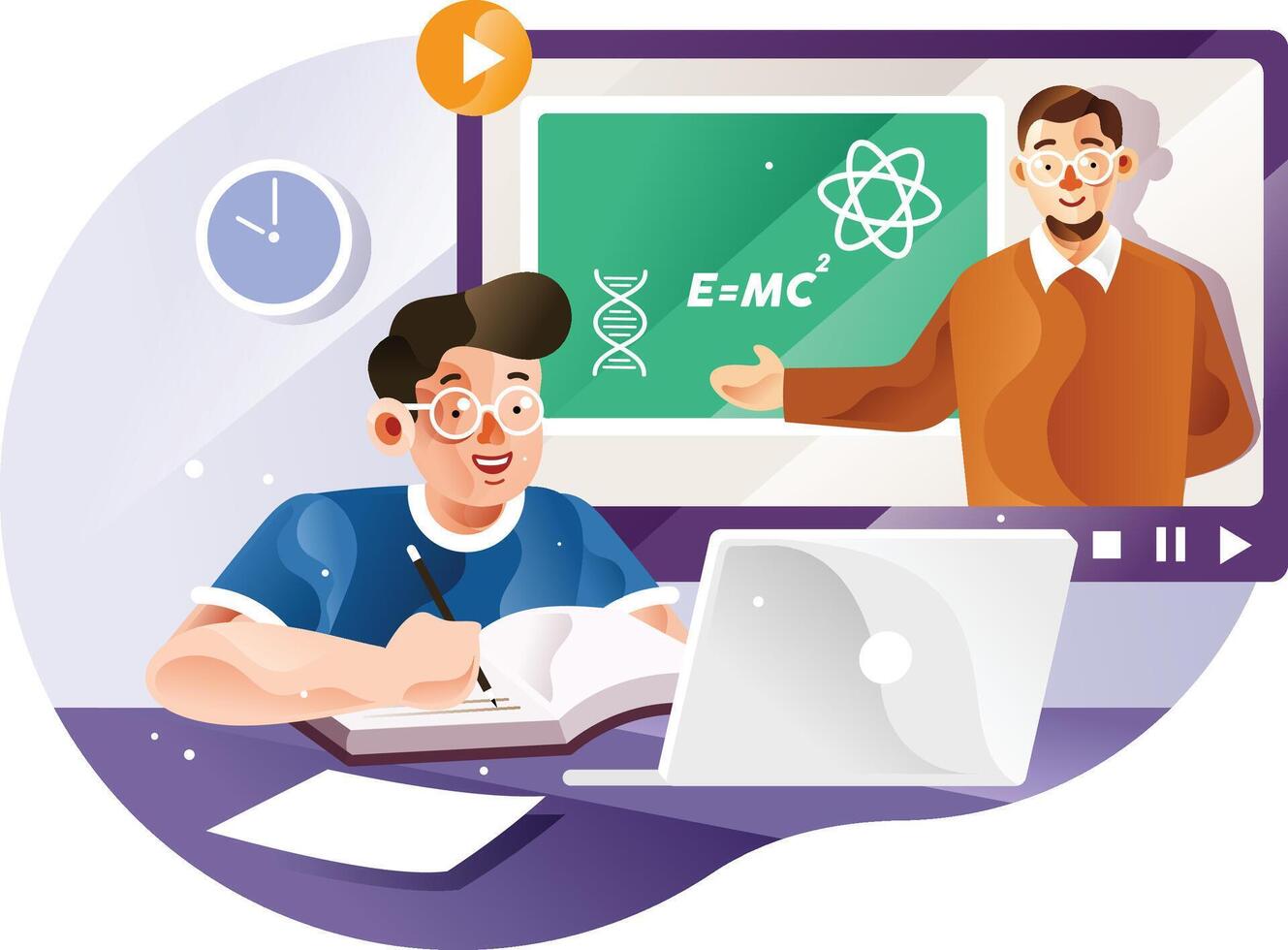 Study online with teachers from home vector