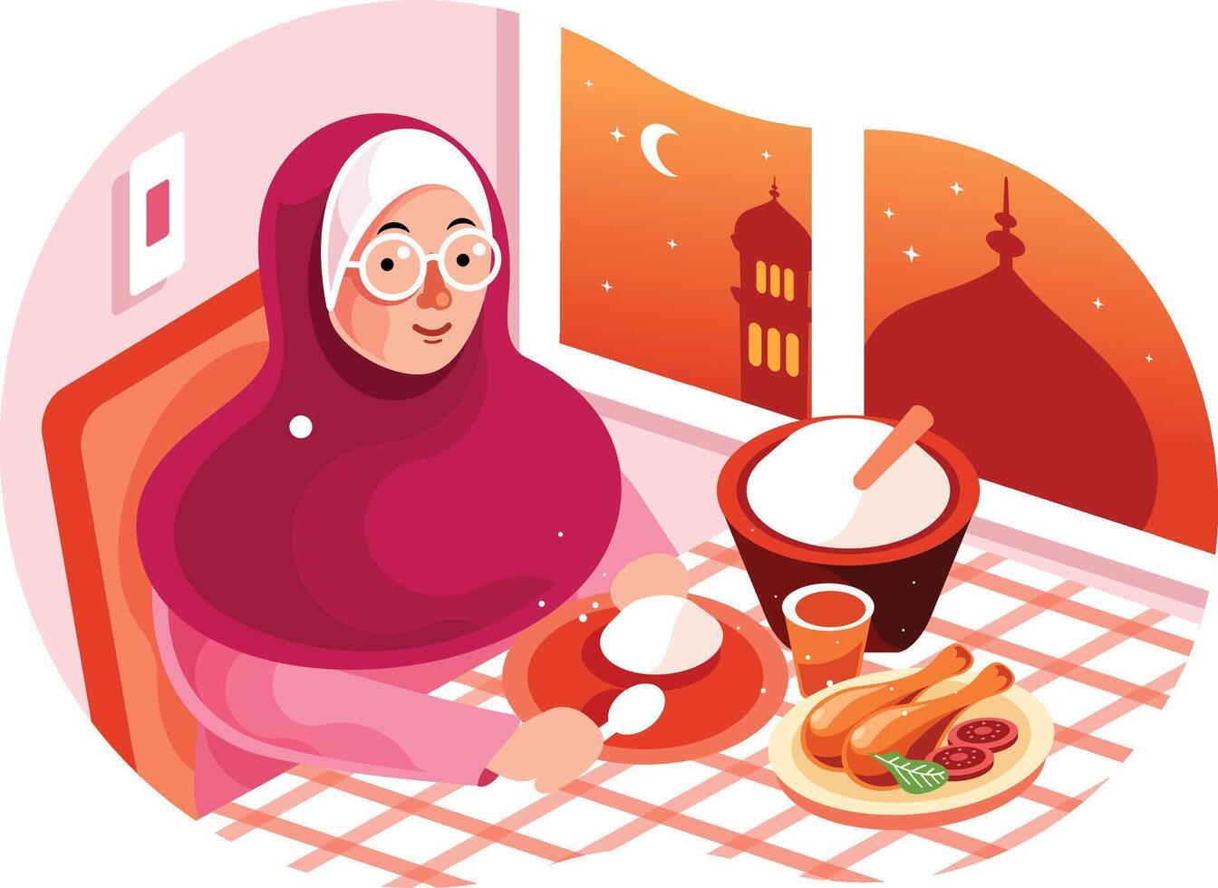 Enjoy Iftar Meal in Ramadan vector
