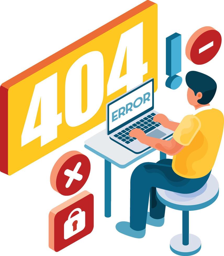 Isometric Error Internet Network Illustration vector