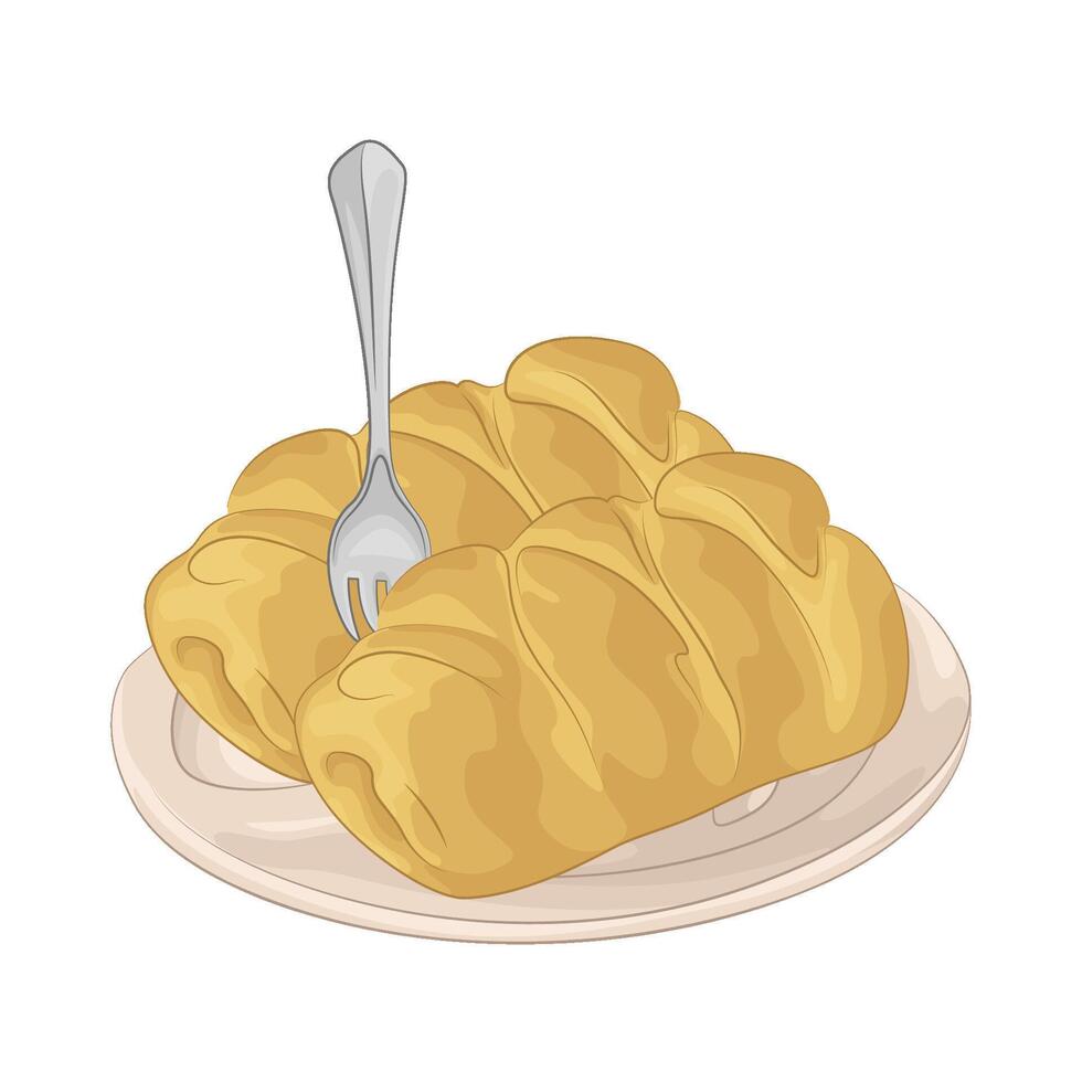 Fork Resting on Bread vector