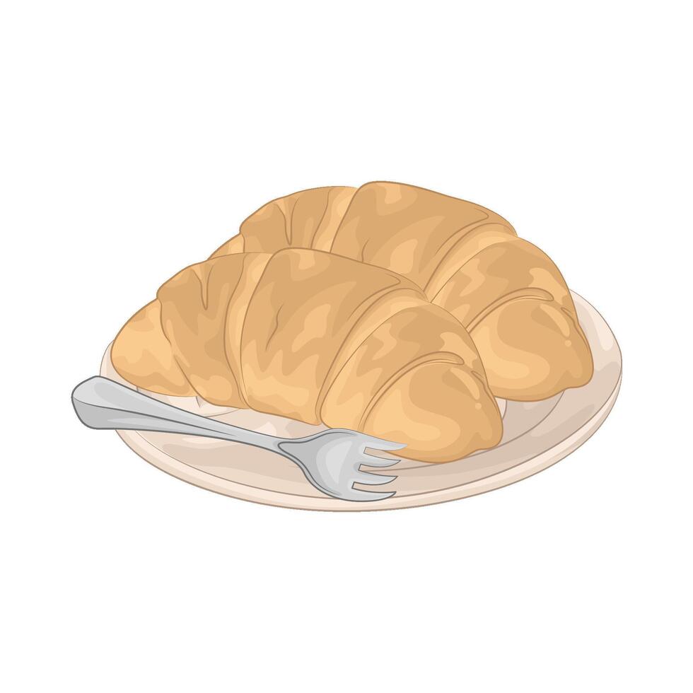 croissant on plate vector