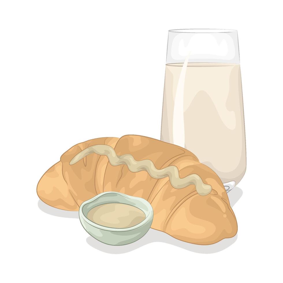 Bread with a Glass of Warm Milk vector