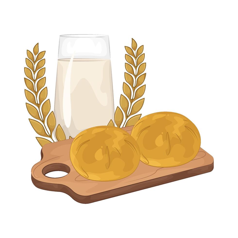 Enjoy Bread with a Glass of Milk vector