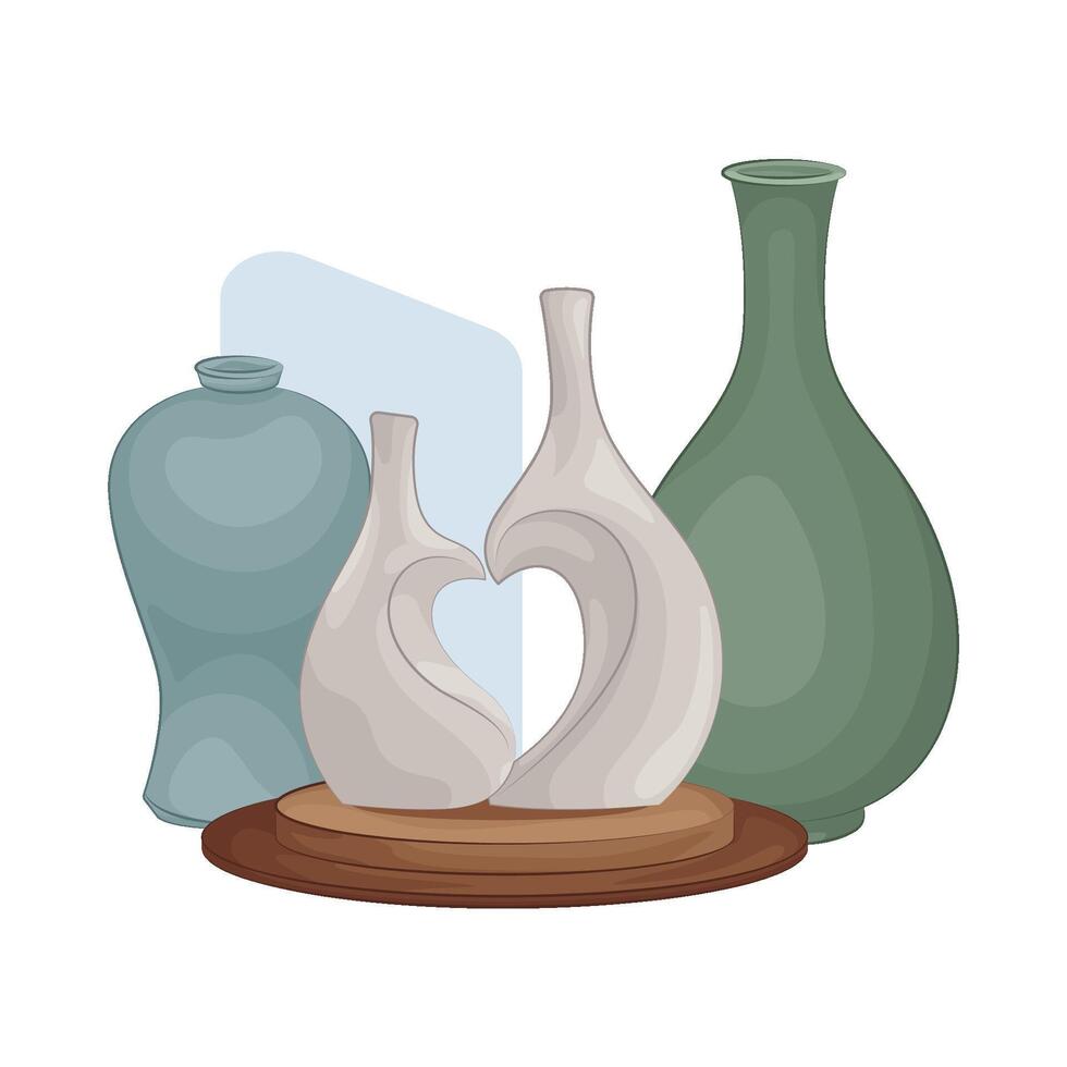 Three Lovely flower Vases vector