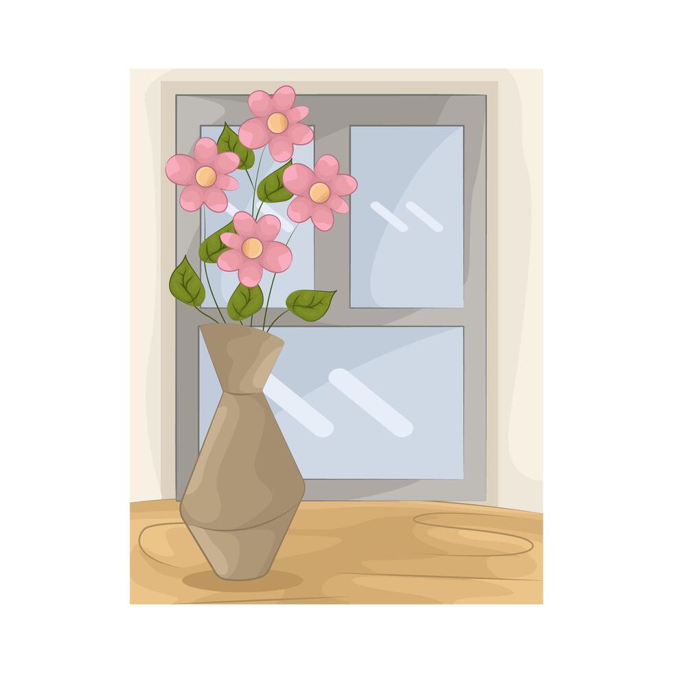 Flowers in Windowlight Vase vector