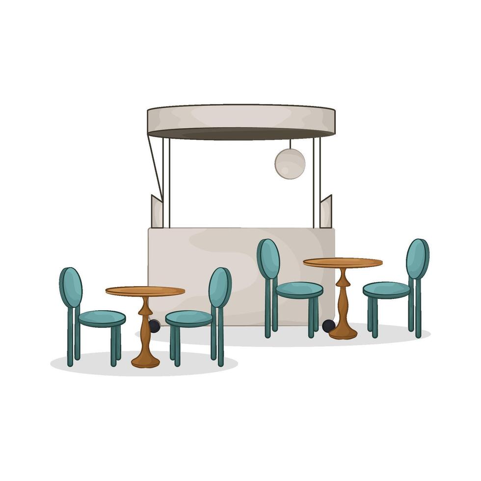 market stall with a few chairs vector