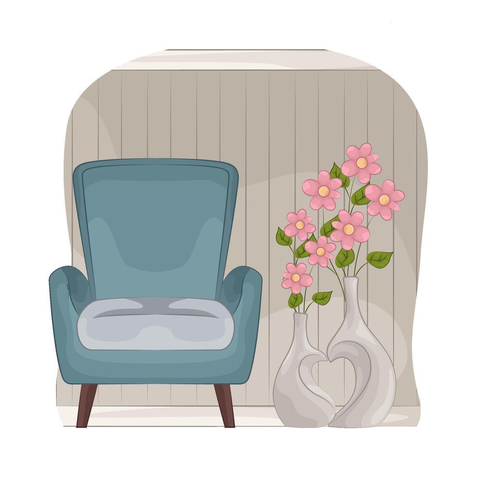 Decorative Vase by Chair vector