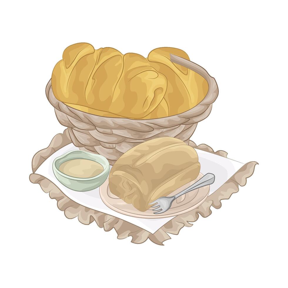 Soft Bread in Basket vector