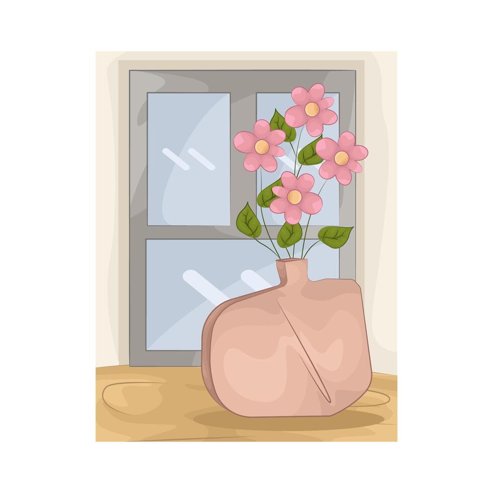 Elegant Vase by Window vector