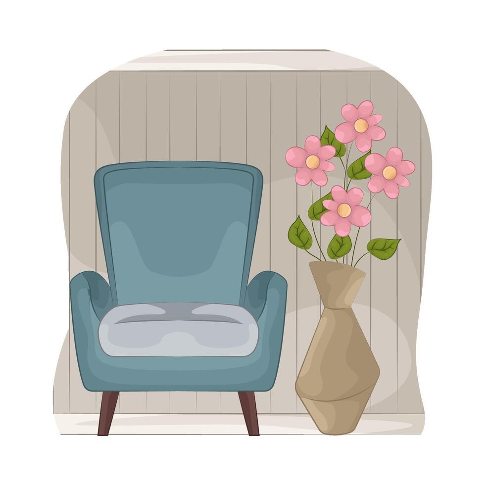 Elegant Vase Beside Chair vector