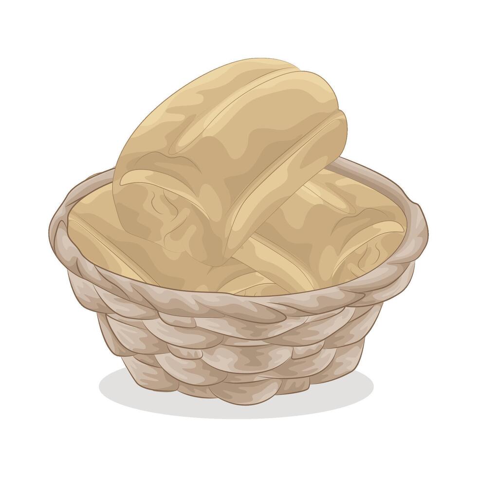 Basket with Fresh Loaves vector