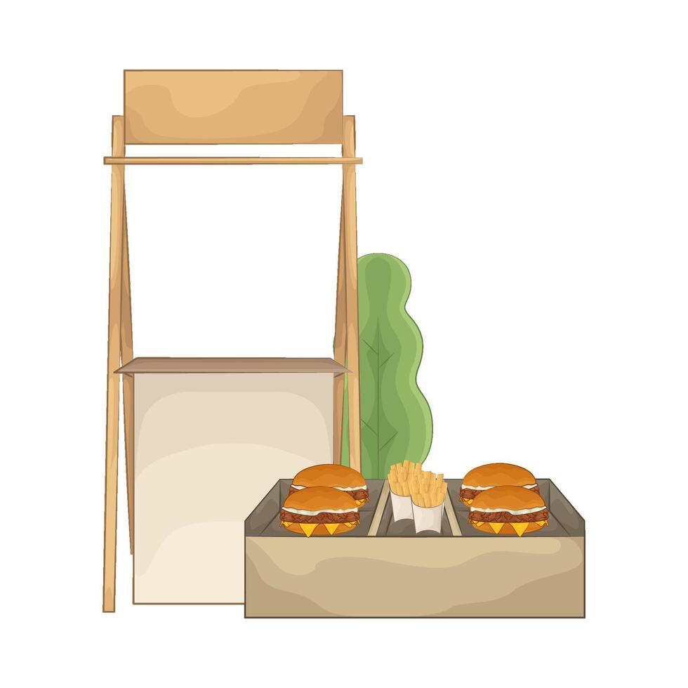 burger stall illustration vector
