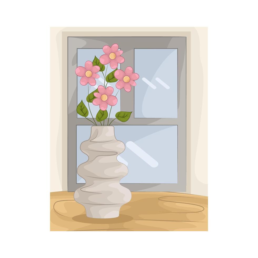 Window View with Vase vector
