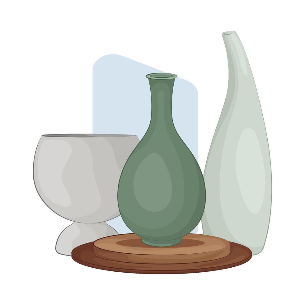 three cute flower vases vector