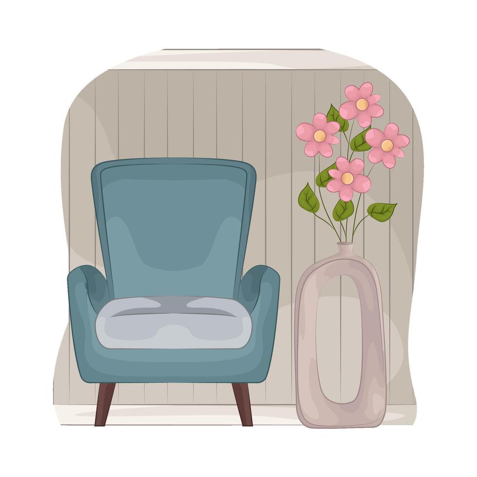 Vase Near Comfy Chair vector