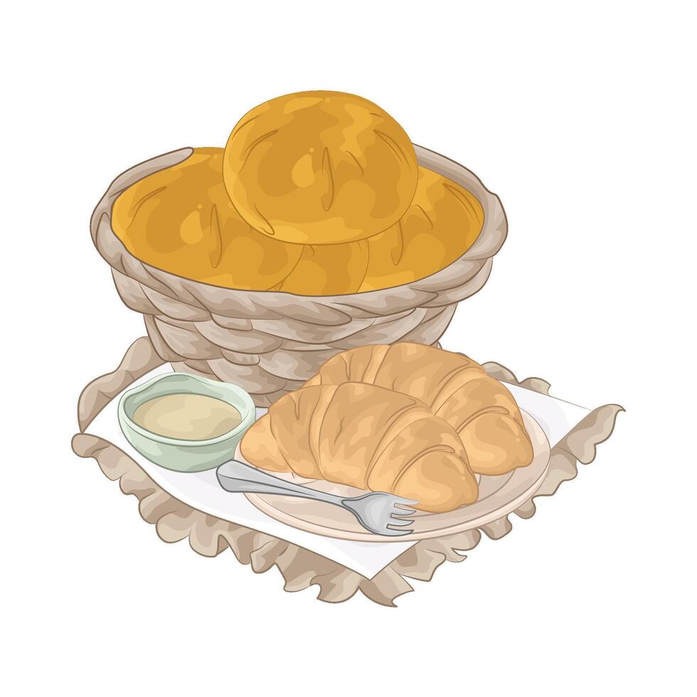 Fresh Bread in Basket vector