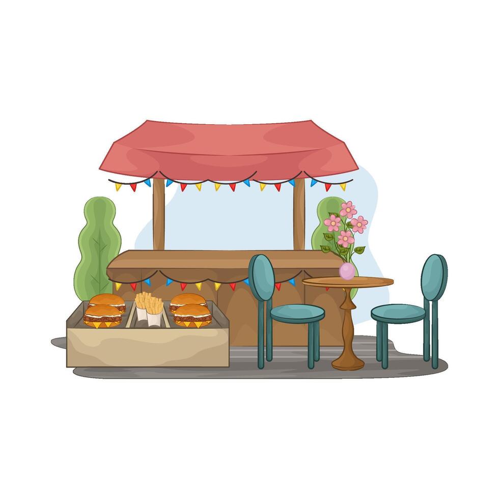 burger stall illustration vector