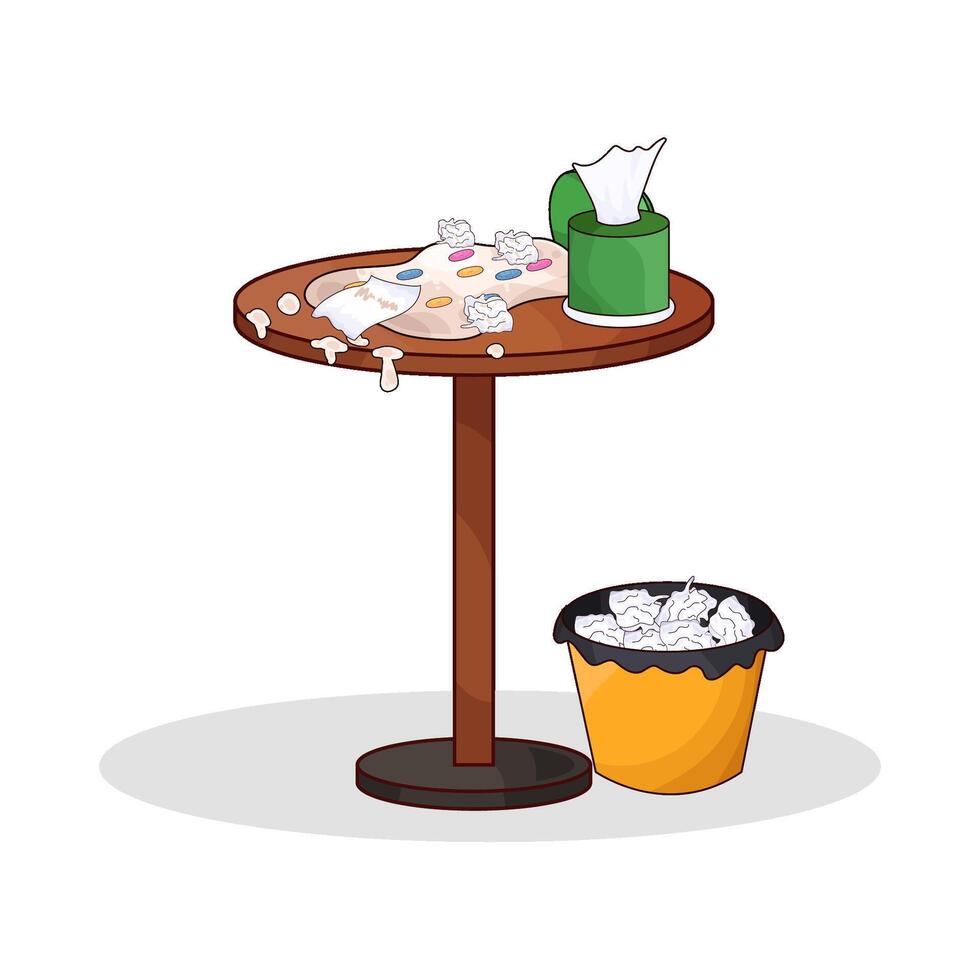 Messy Table with Tissues vector