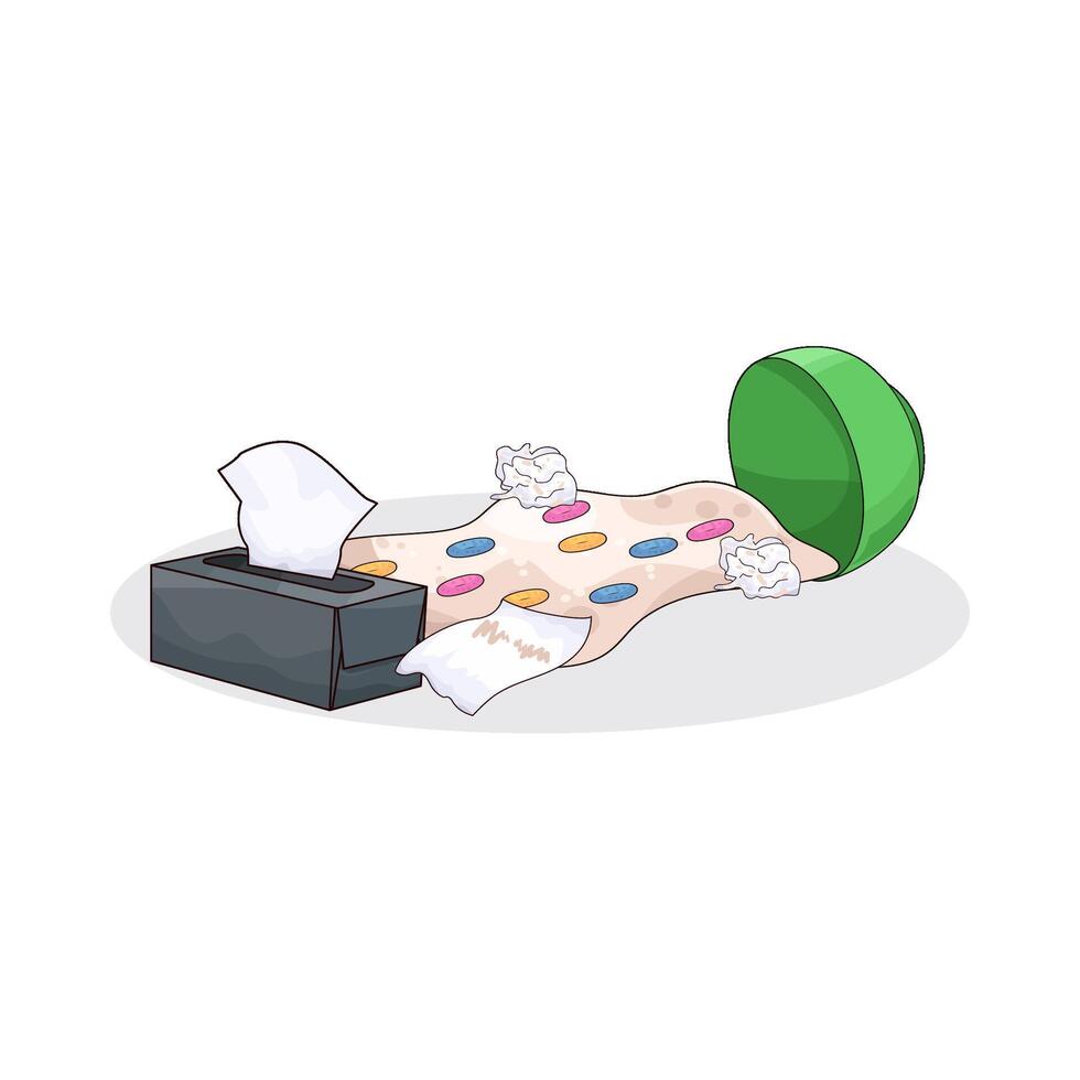 illustration of Messy Tissues on the Floor vector