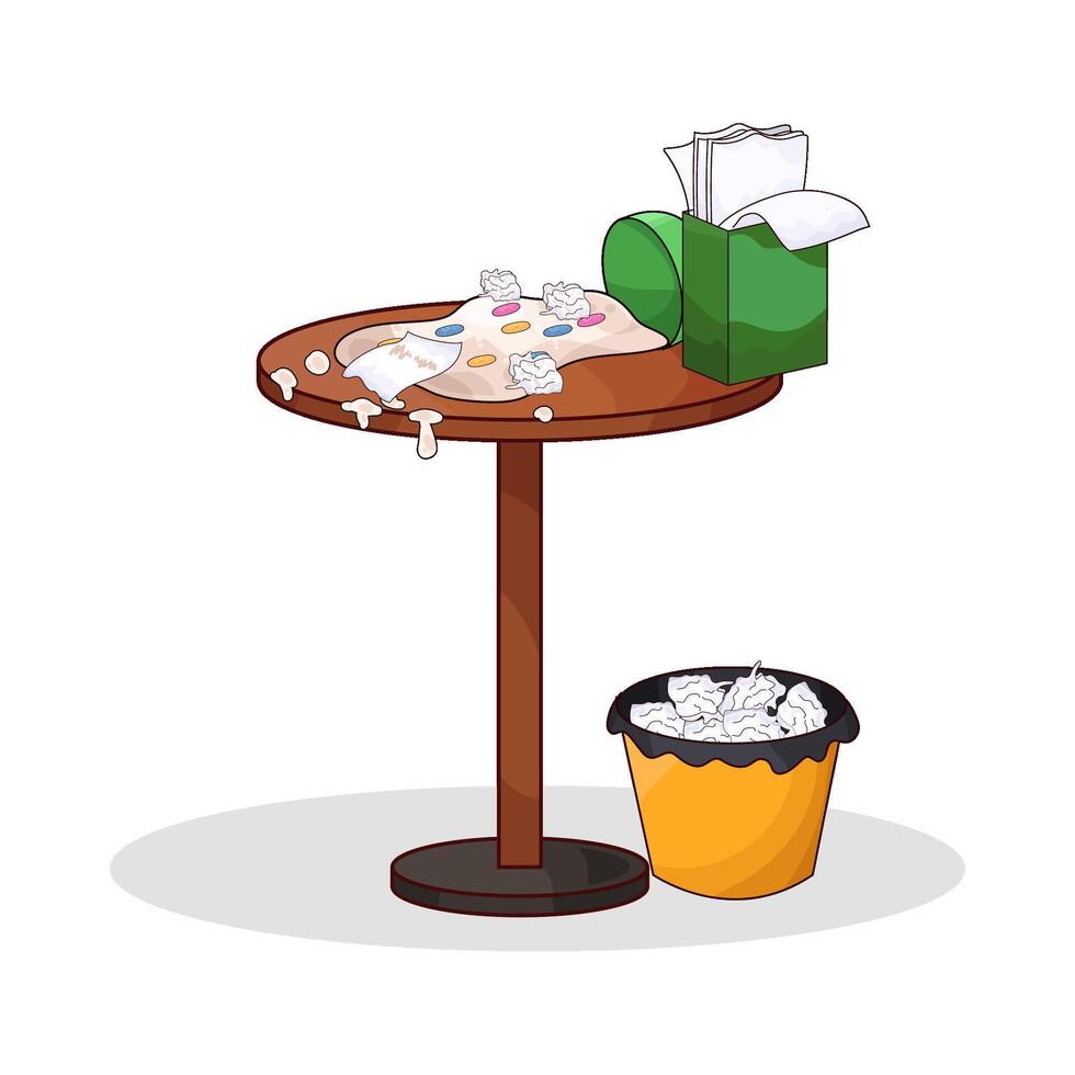 illustration of Table Full of Tissue vector