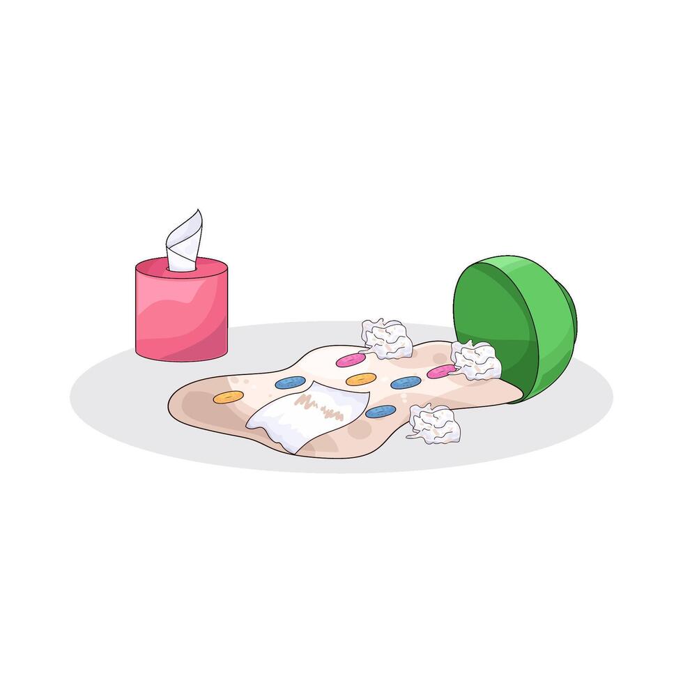 Messy Tissues on the Floor illustration vector