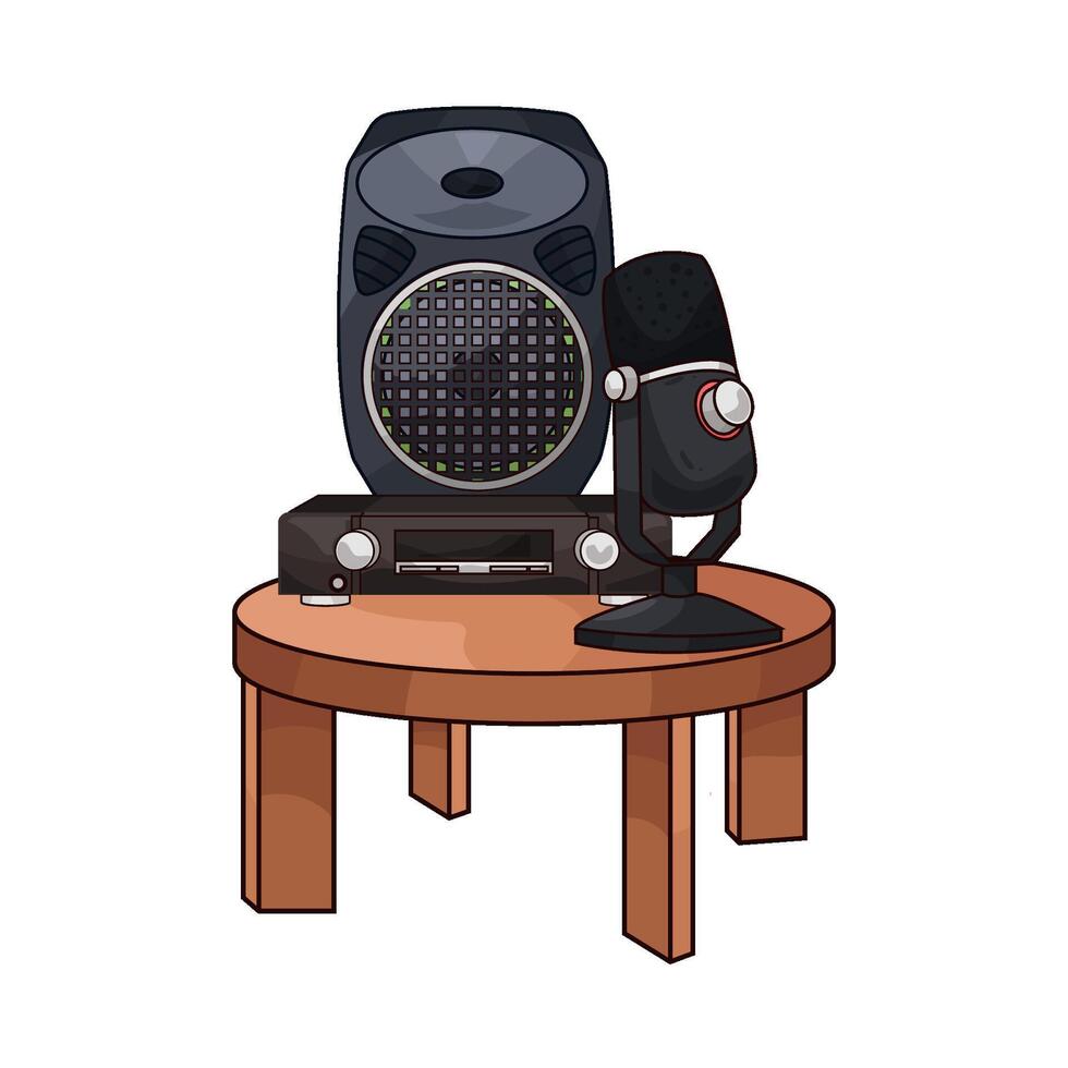 Microphone and Speakers for Podcast vector