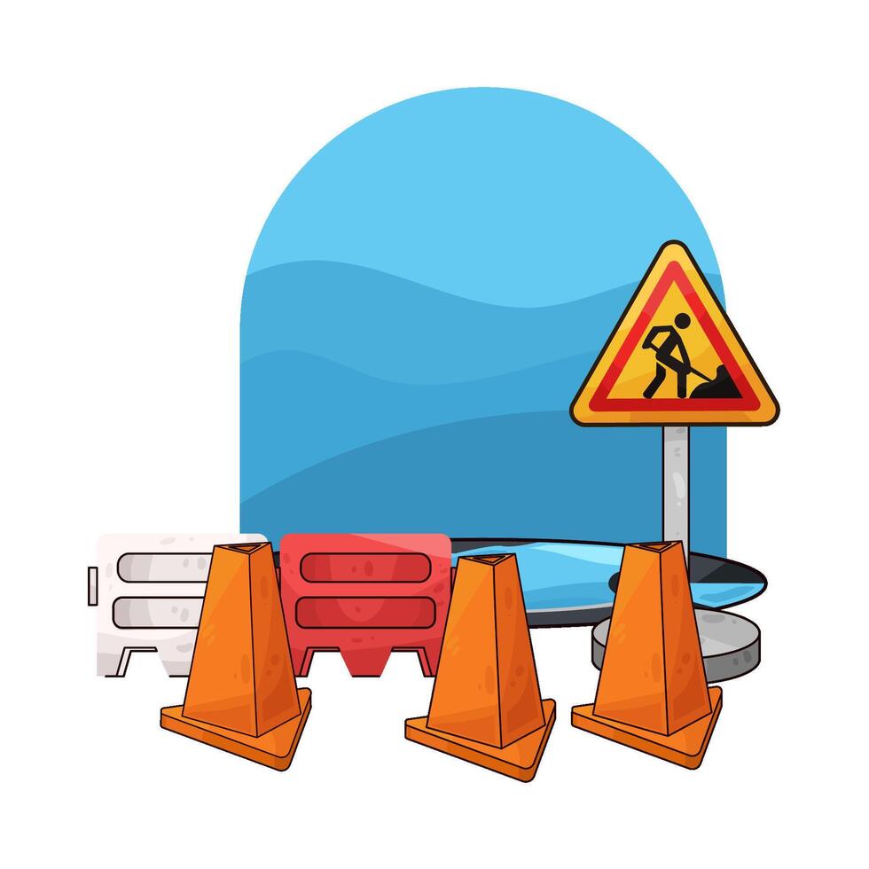 traffic cone and barrier vector