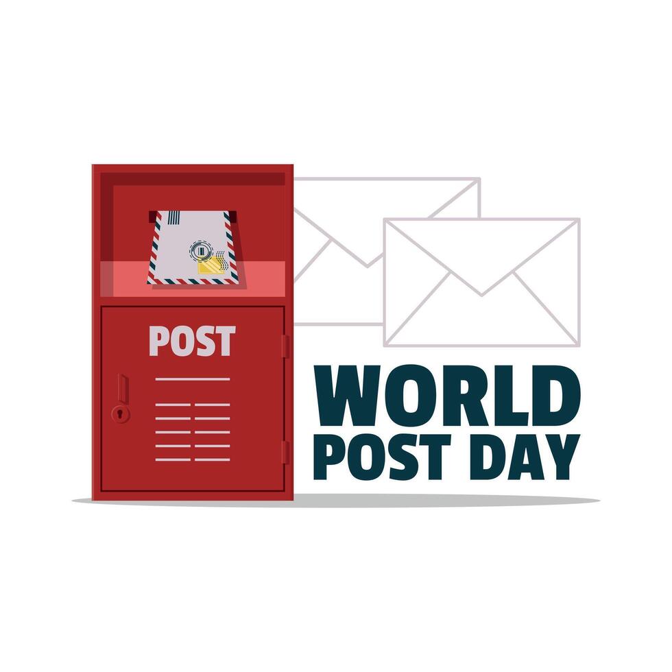 World Post Day Poster with a red mailbox vector
