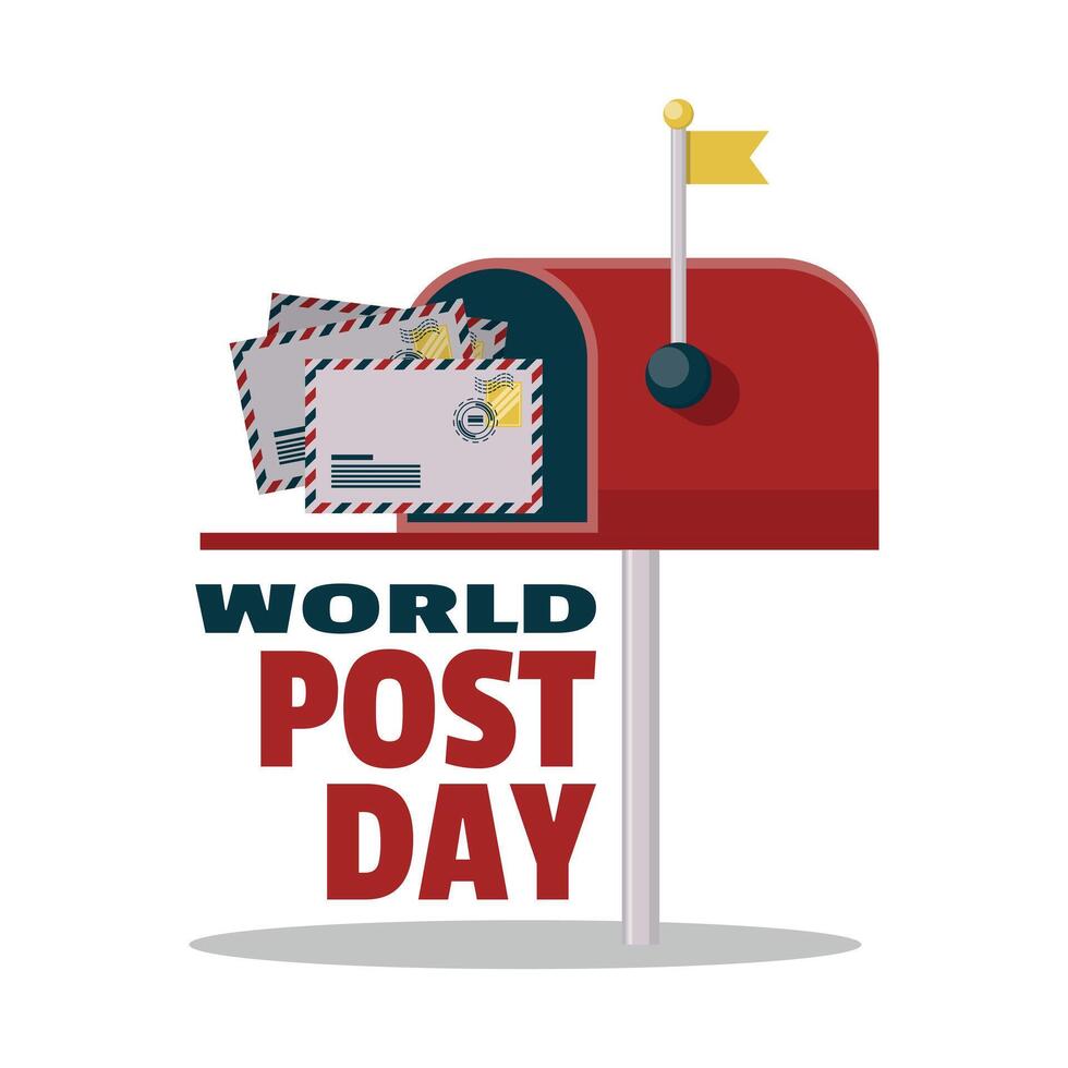 World Post Day Poster with letters in the mailbox vector