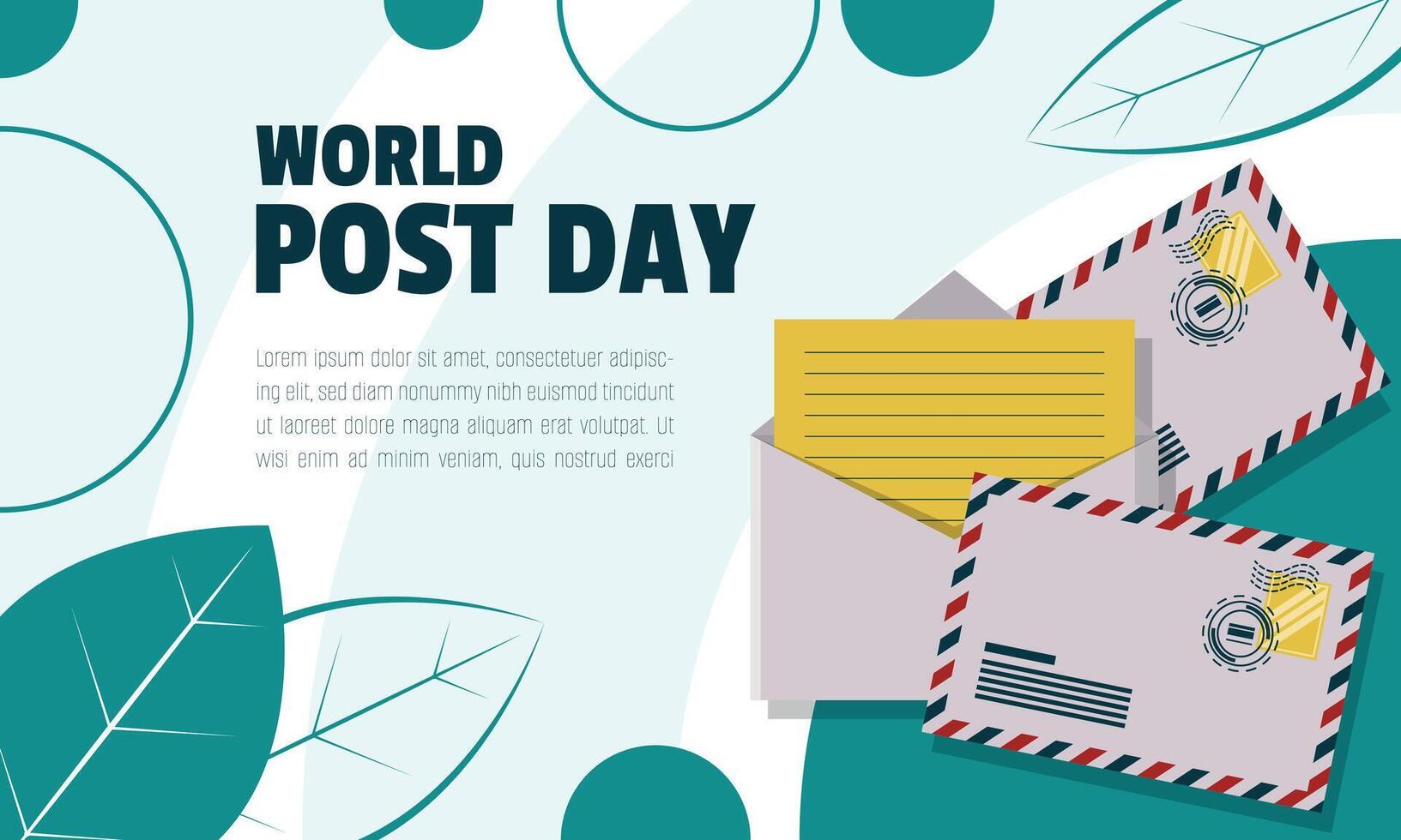 World Post Day Template with letter in envelope vector