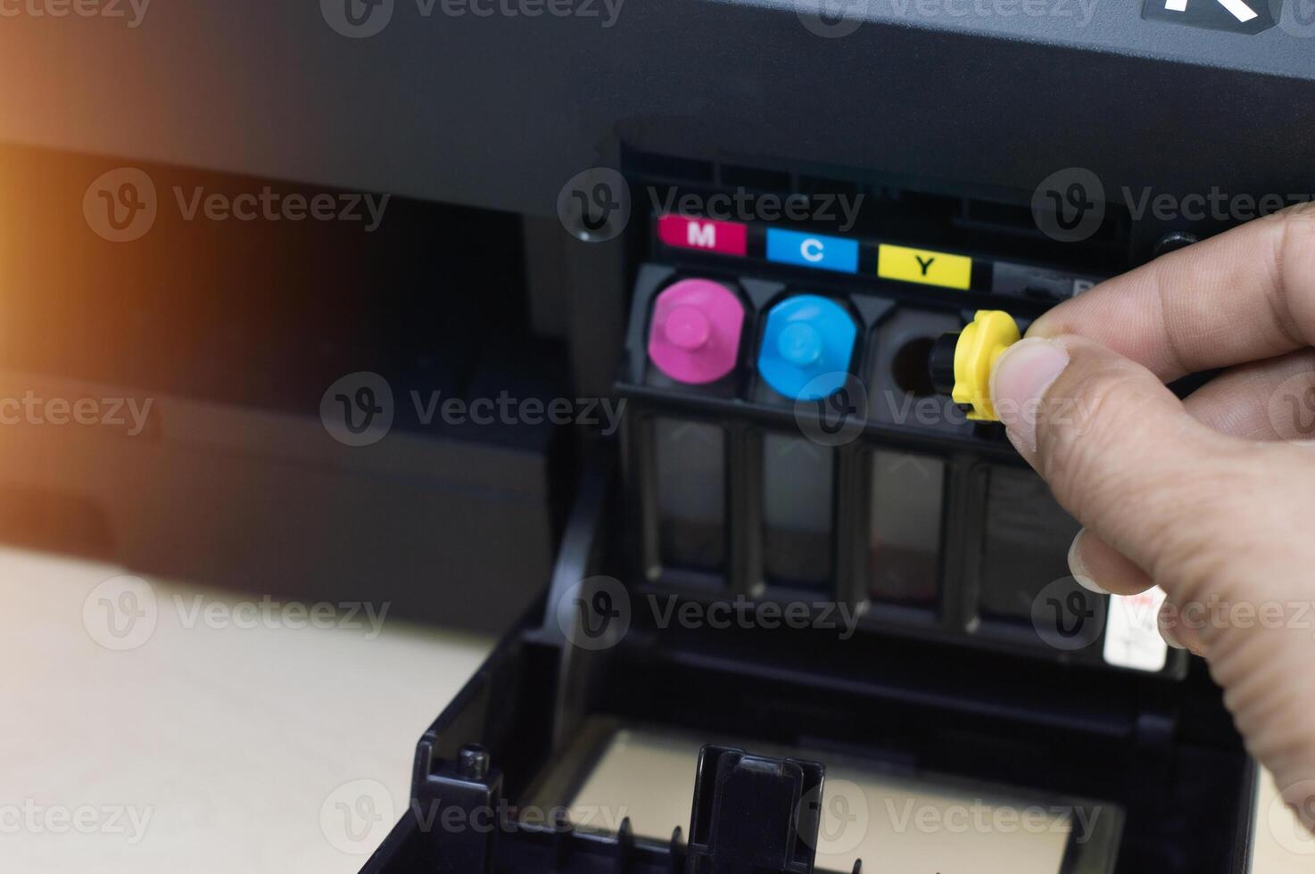 Side view of a refillable printer, document printer photo