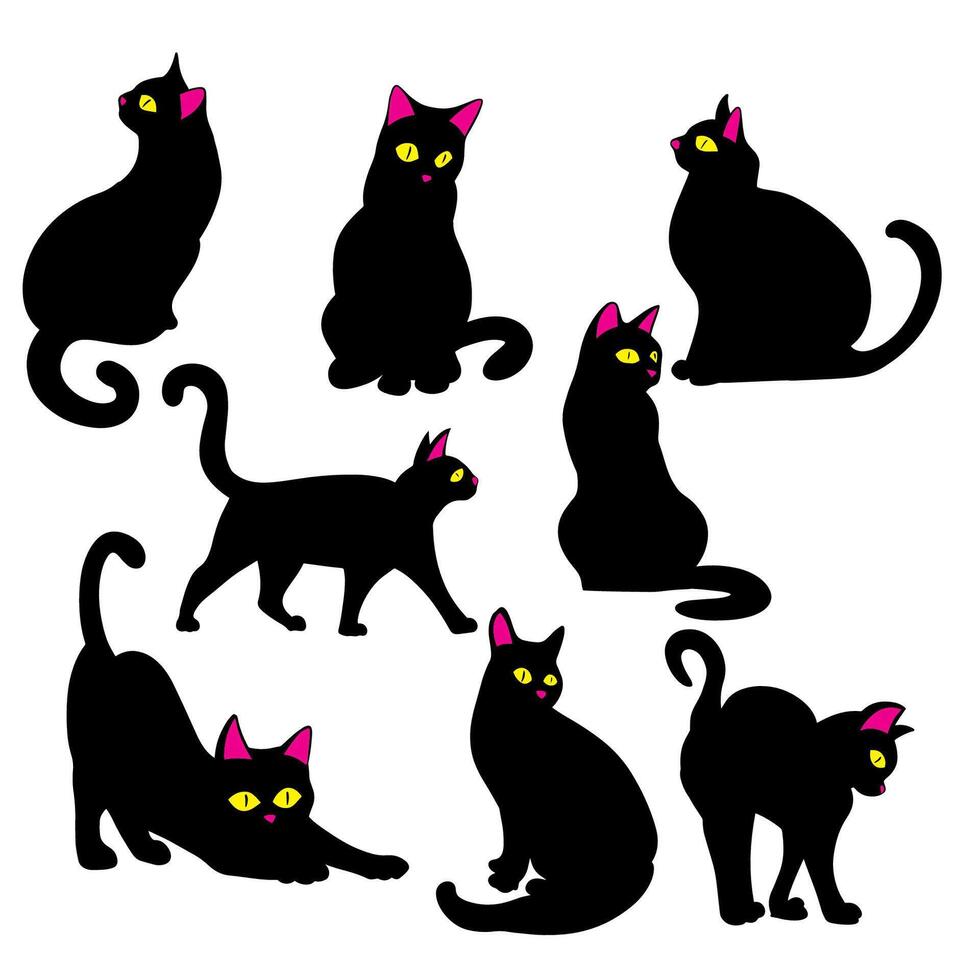 The Black cat for pet or halloween concept vector