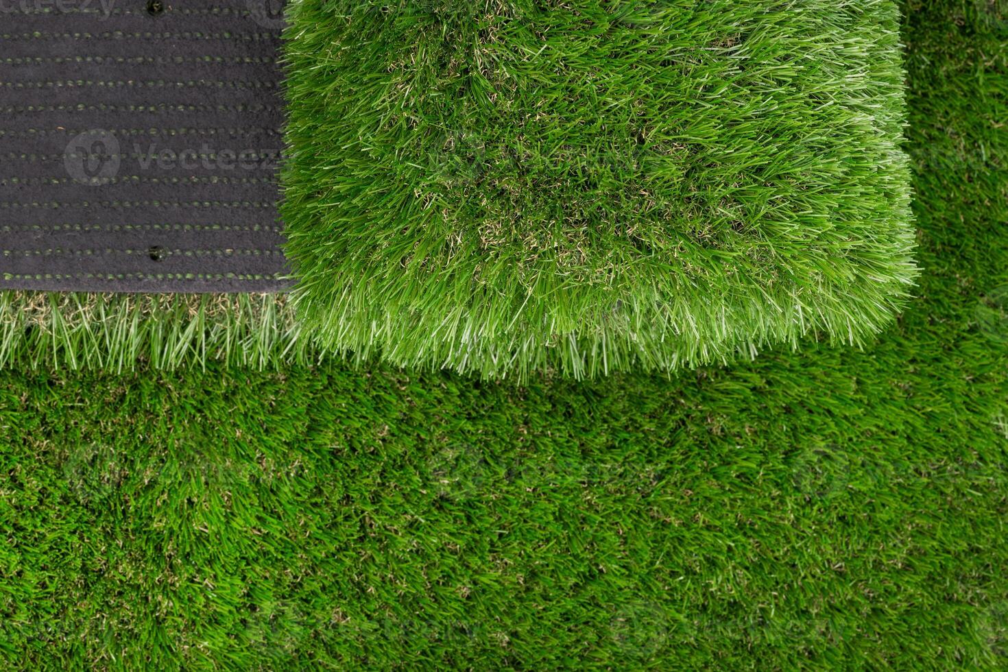 Synthetic Grass Turf Layers Showing Backing and Grass Fibers photo
