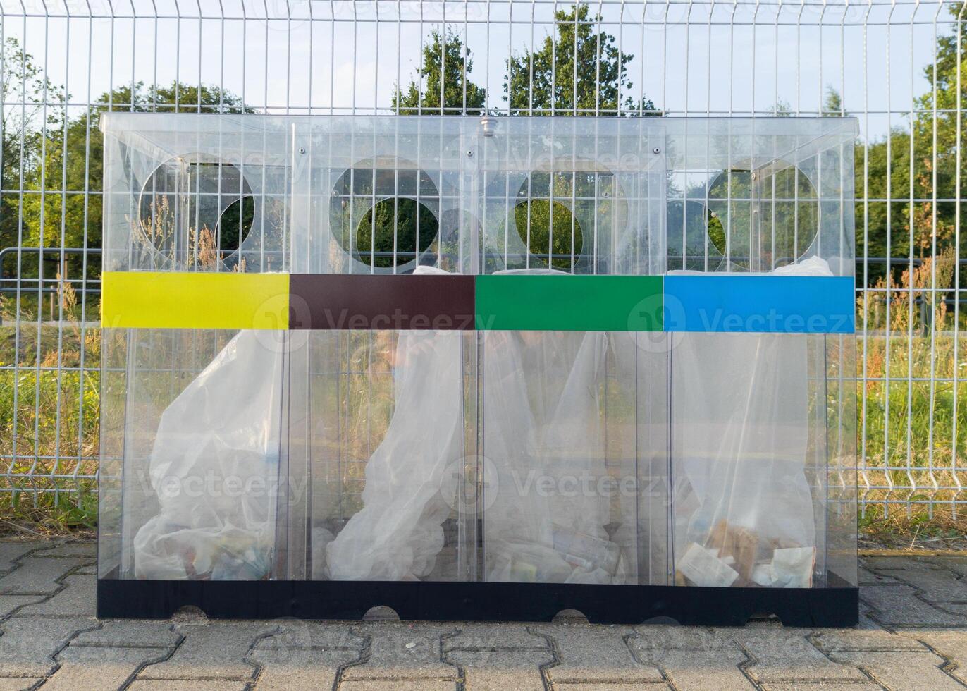 Modern Recycling Station with Multiple Bins photo
