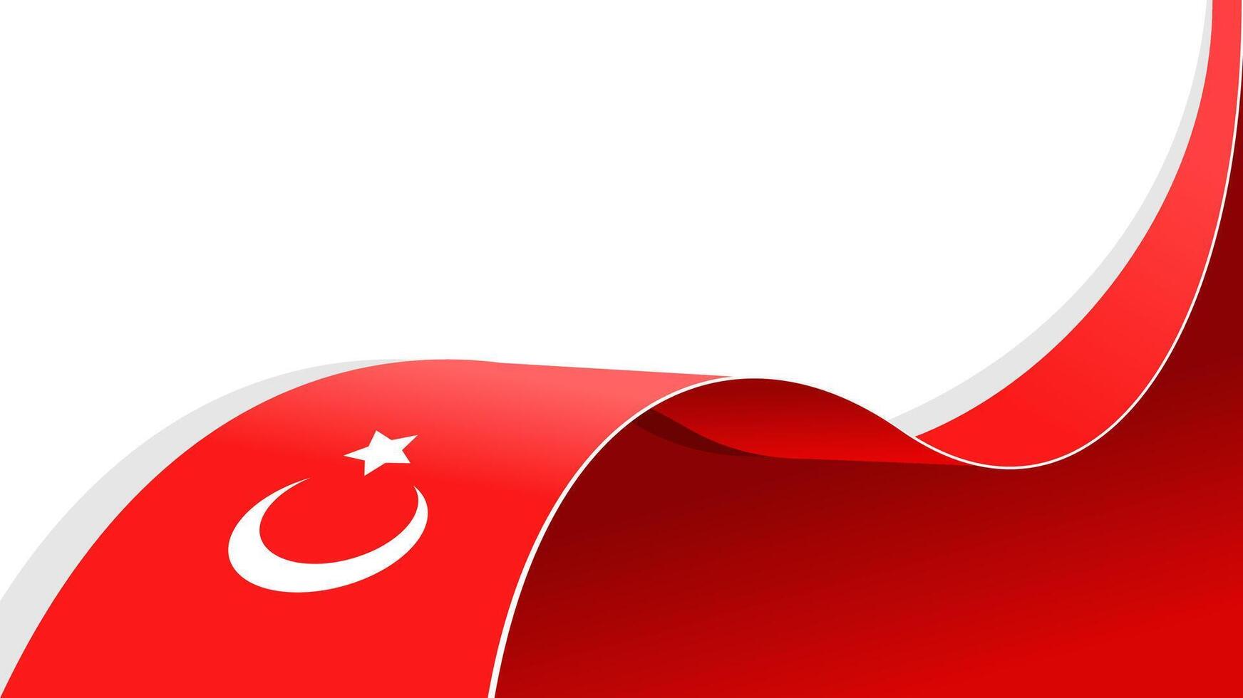 wavy turkey flag ribbon with copy space for text. turkey national day vector