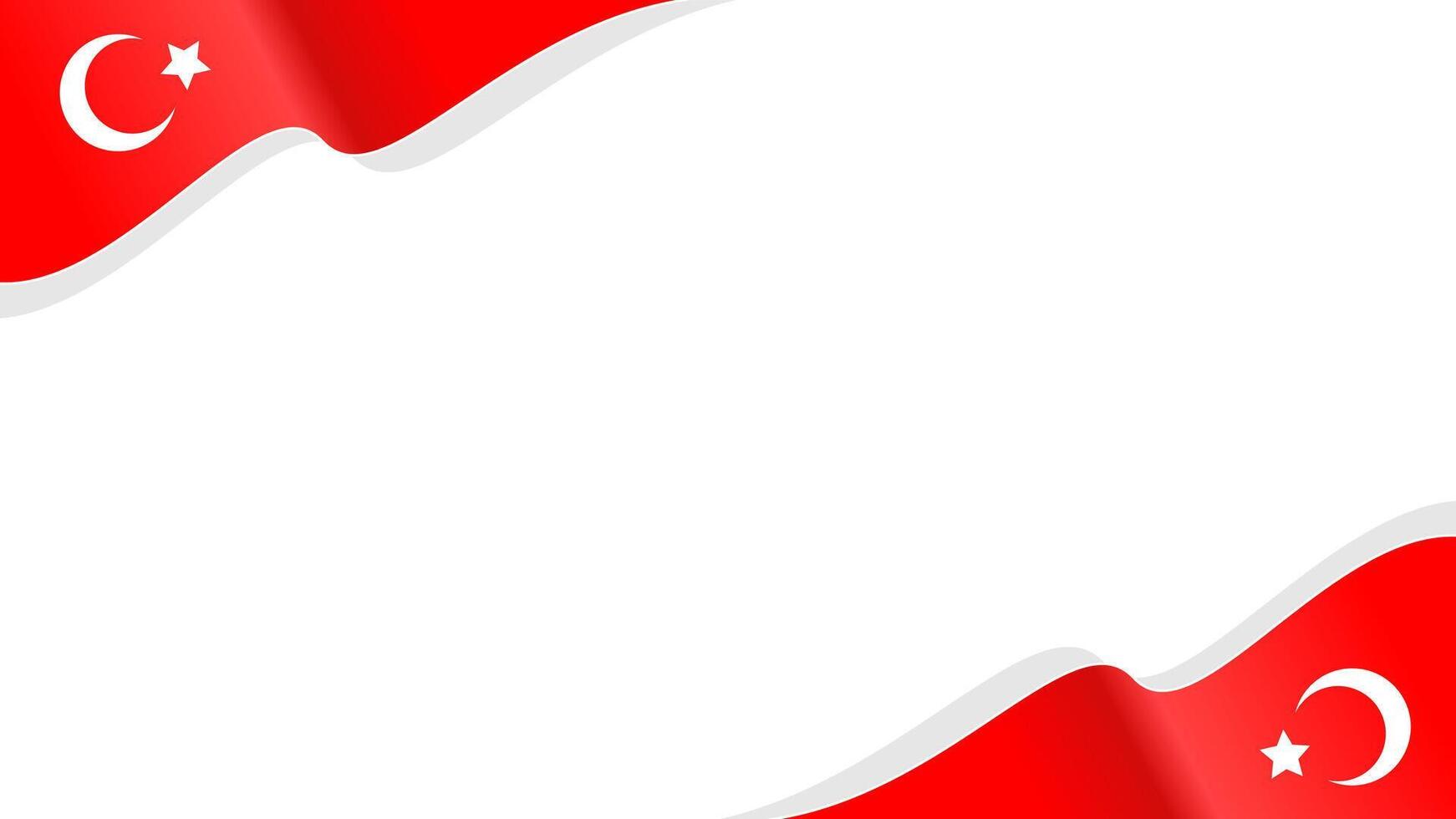 wavy turkey flag frame background with copy space for text. turkey national day vector