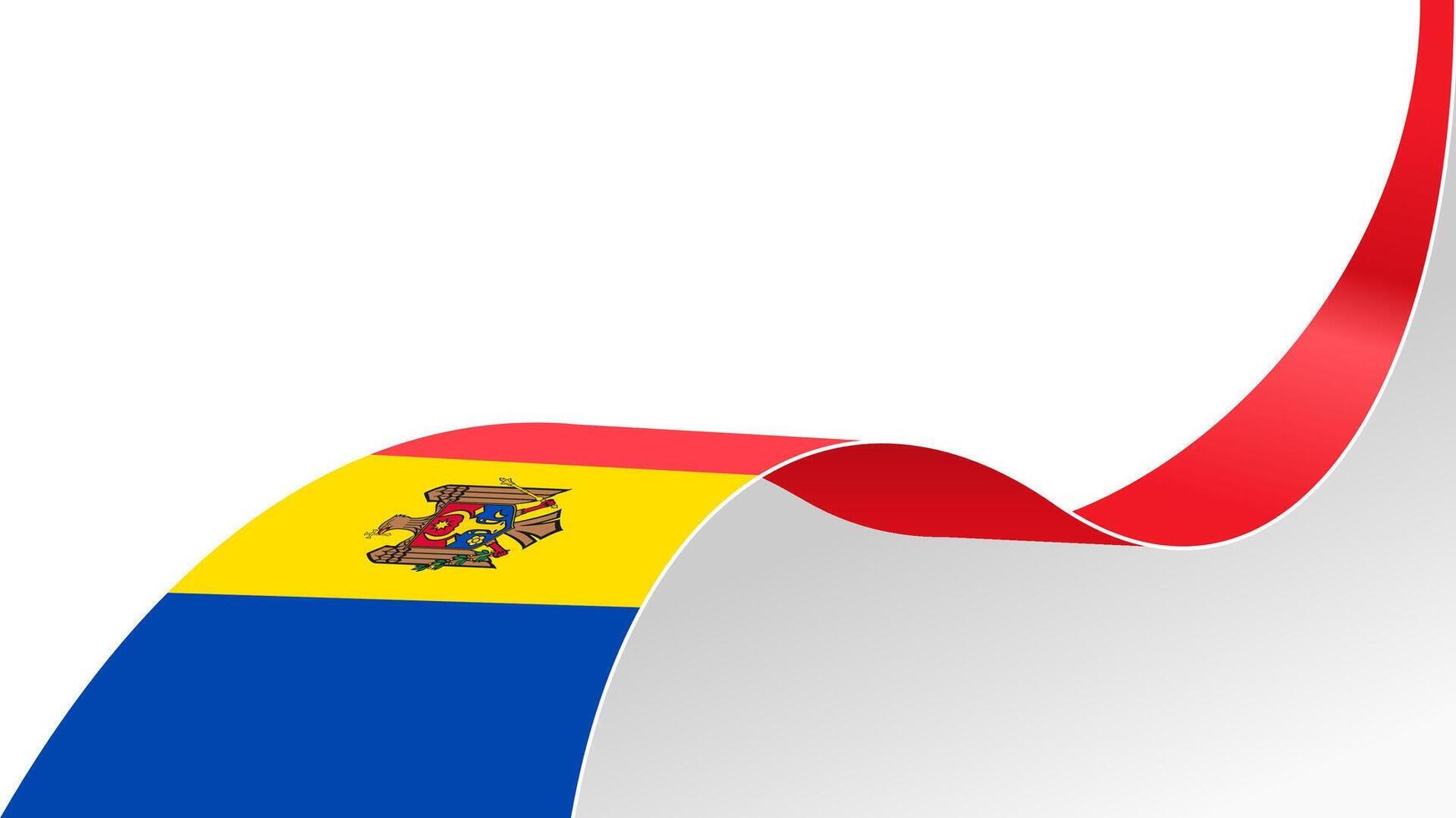 wavy moldova flag ribbon with copy space for text. moldova independence day vector
