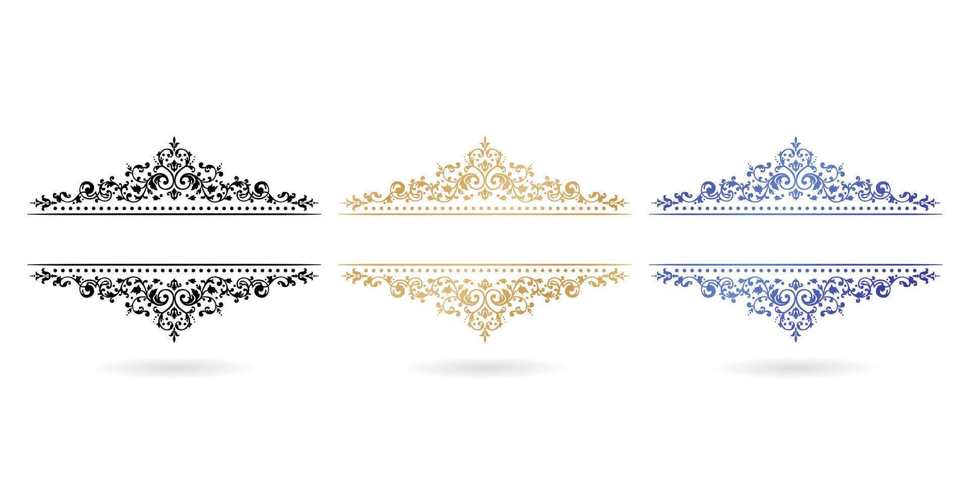 set of ornate frames for design template. Elegant element for design in Eastern style, place for text, Floral blue border. Lace illustration invitations and greeting cards, stationery design materials vector