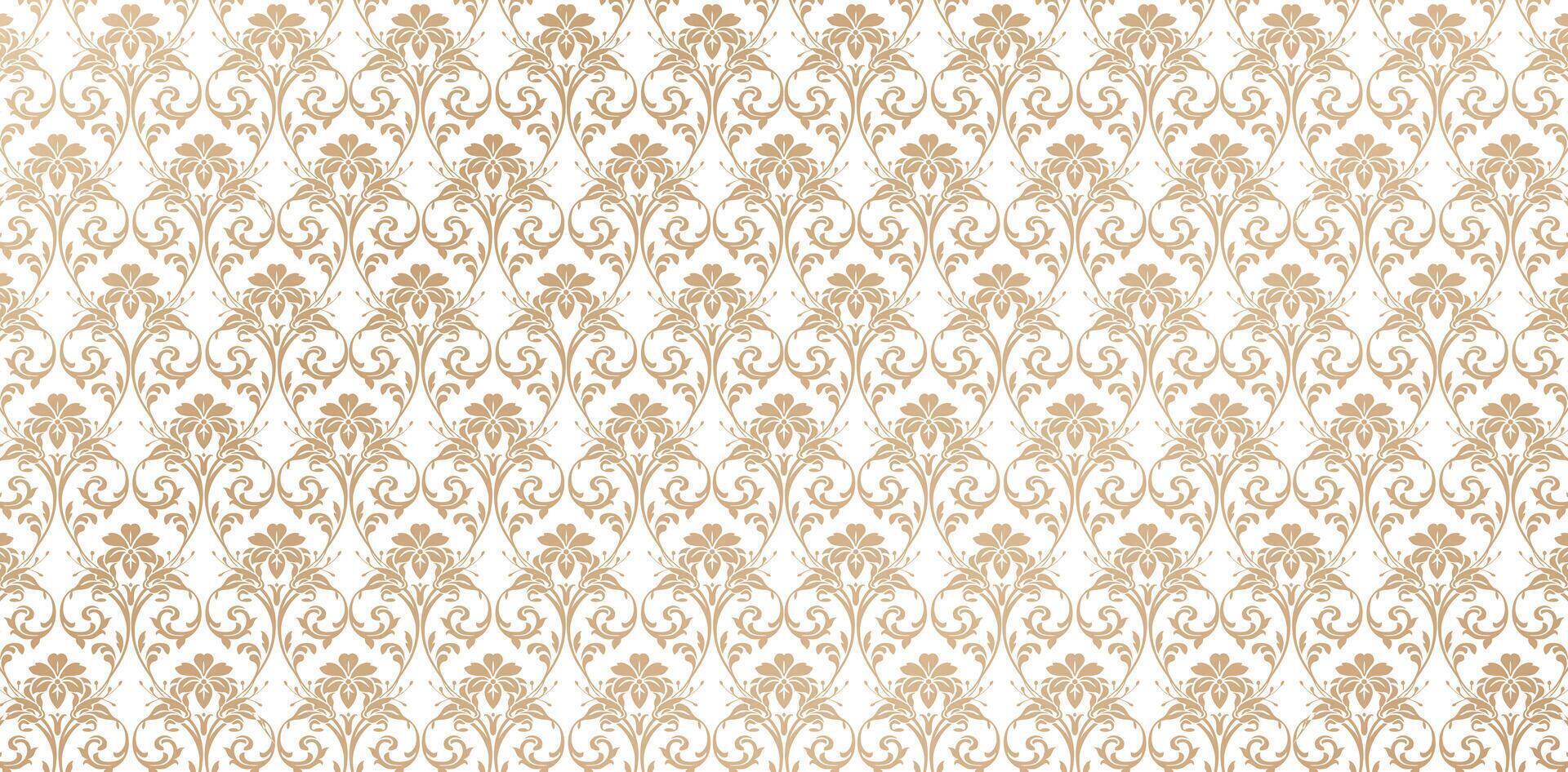 Seamless Pattern golden ornament damask style isolated white background for wallpaper the bedroom, patterned fills, webs pages, surface textures, book covers, fabrics printing, textiles tiles interior vector