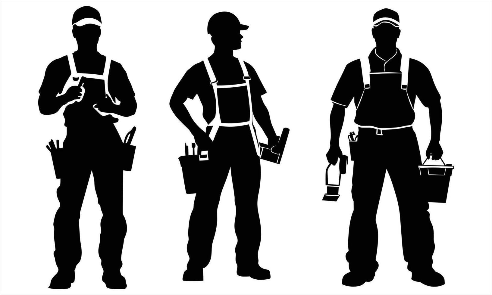 A black silhouette Handyman on a white background vector