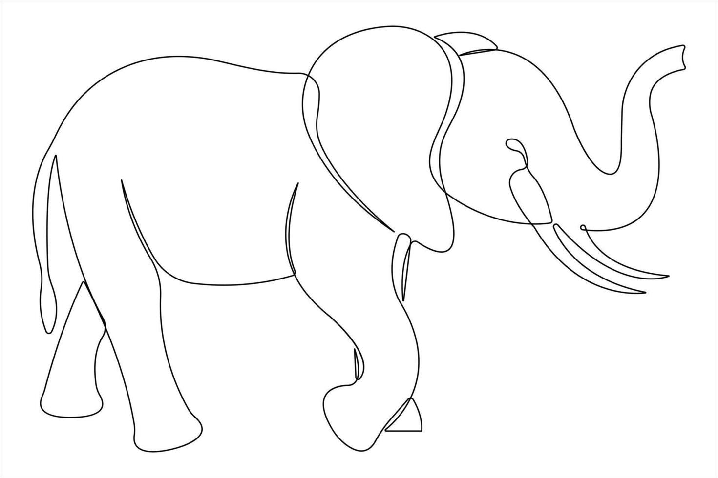 Continuous one line drawing of elephant wildlife animal concept. minimalism linear illustration vector