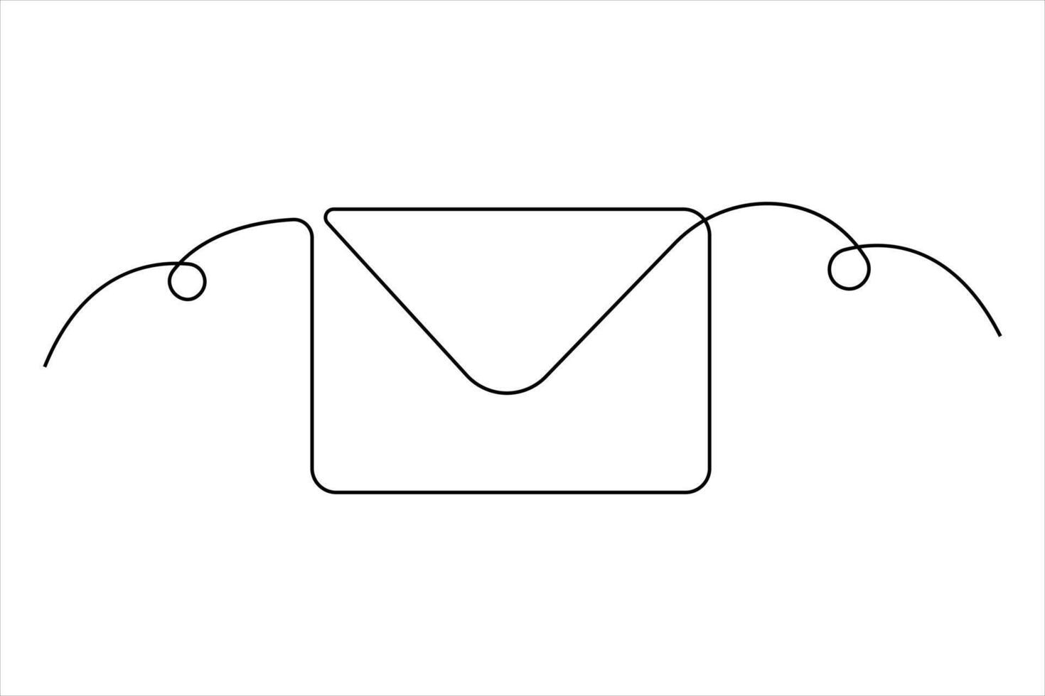 Continuous single one line art of paper envelope message post letter send illustration sketch outline vector