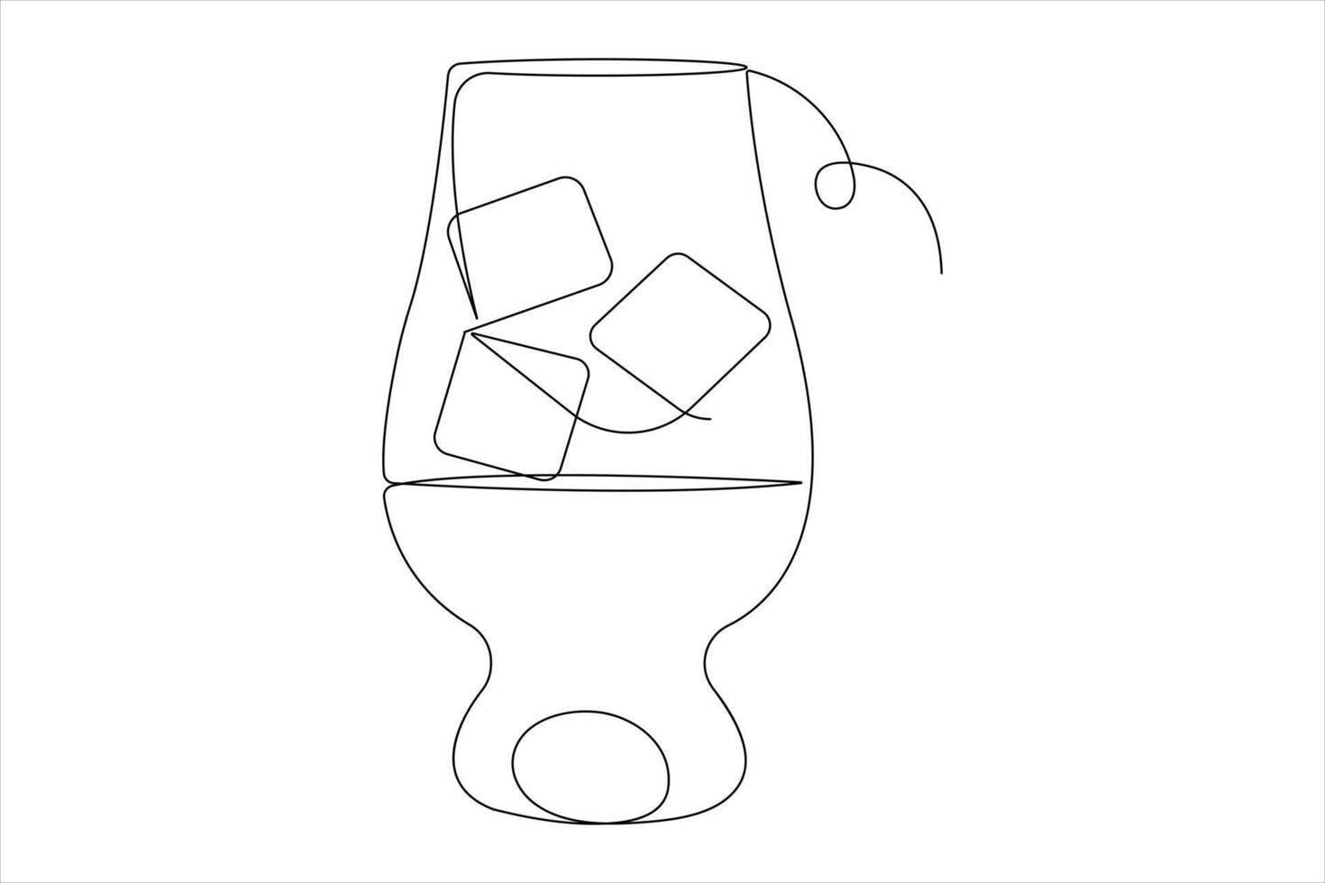Continuous one single line drawing of wine glass illustration minimalism design of beverage element vector