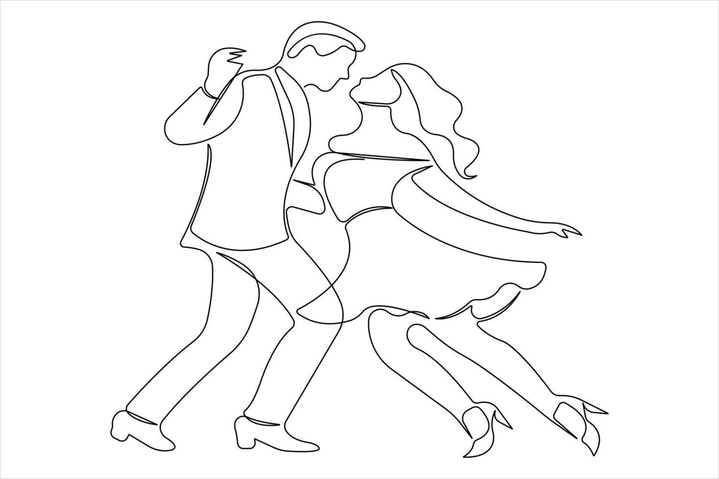 Continuous one line drawing of young dancer design outline illustration vector