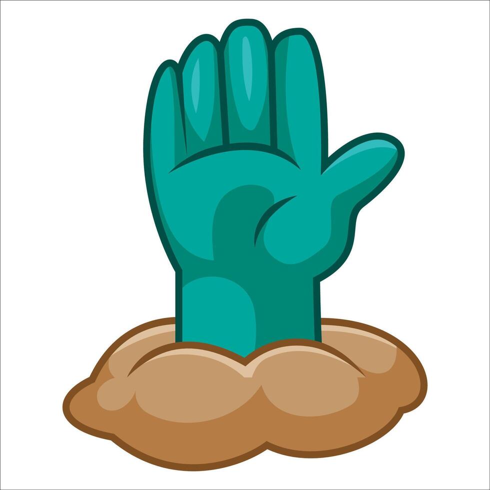 Cartoon zombie hand out of ground vector