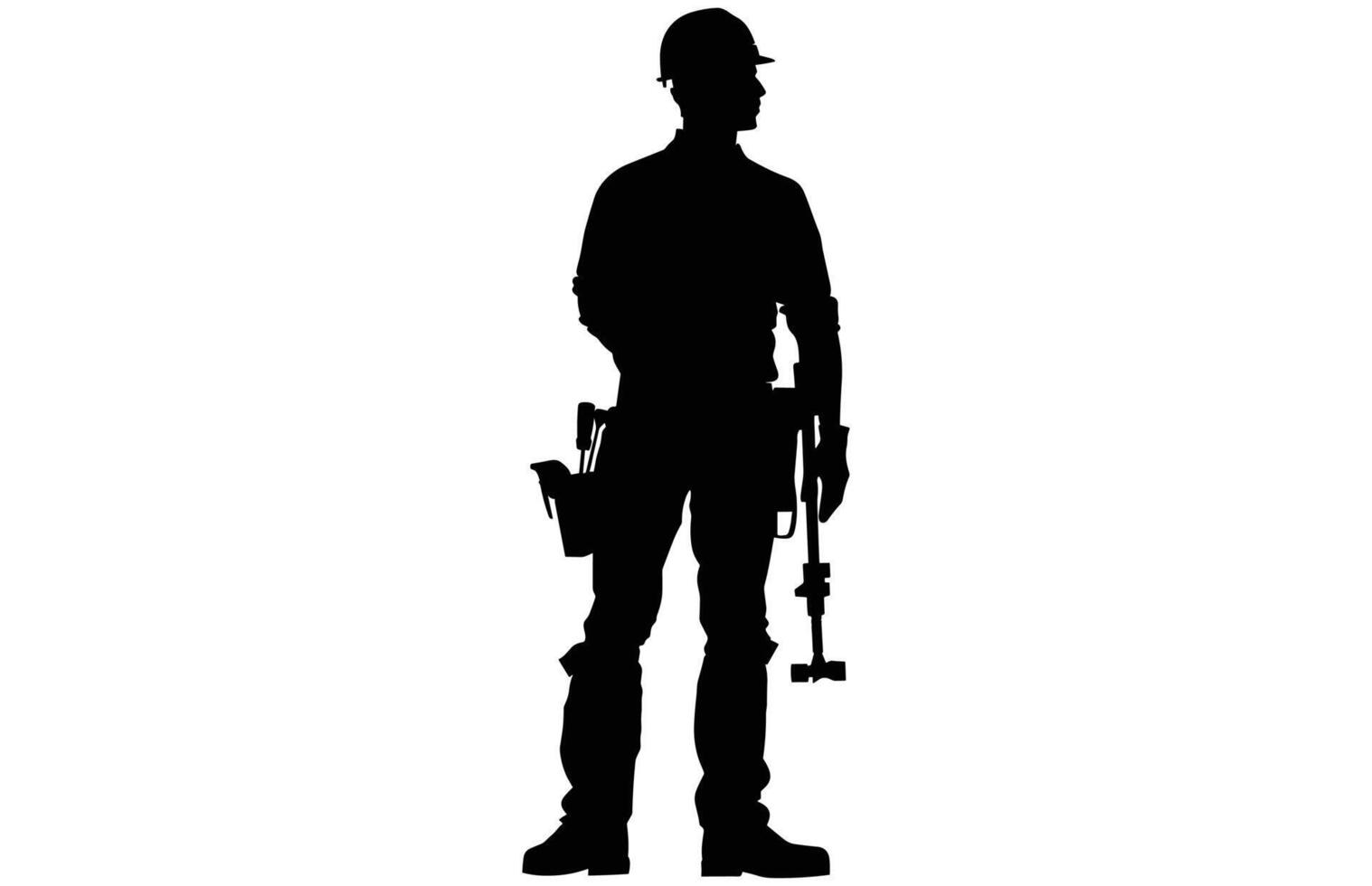 Craftsman Worker Silhouette High Quality Skilled Tradesman Stock Illustration. vector